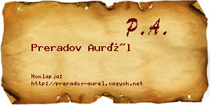 Preradov Aurél névjegykártya
